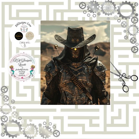 Decoupage Steampunk Rodeo Rider Tissuepapier