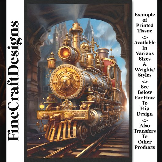 Decoupage Steampunk Stoomtrein Faux Ink 037 Tissuepapier