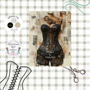 Decoupage Steampunk Tandwielwerk Corset Poppenmaqu Tissuepapier