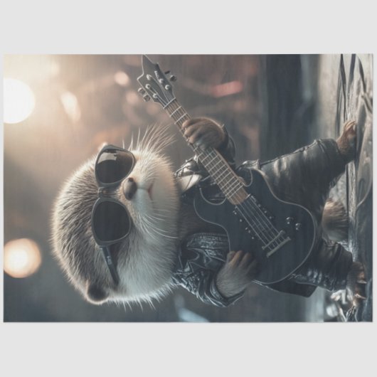 Decoupage Stijlvolle gitaar spelen otter Tissuepapier (Voorkant)