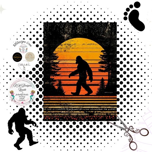 Decoupage Sunset Bigfoot Silhouette Walking  Tissuepapier