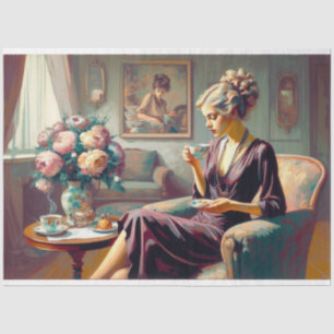 Decoupage Tissue Paper Art Deco Lady Tissuepapier