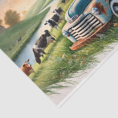  decoupage tissue paper met oude truck, decouupage tissuepapier (Detail)