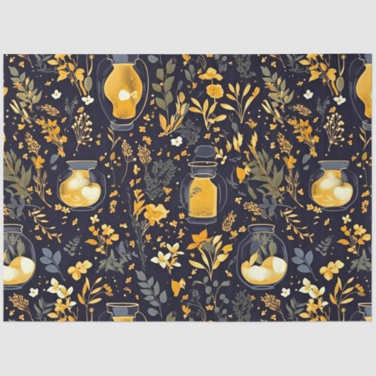 Decoupage Tissue Paper Whimsical Planten Lantaarns Tissuepapier (Voorkant)