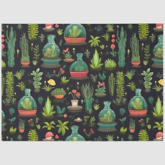 Decoupage tissuepapier glazen terrariumvazen (Voorkant)