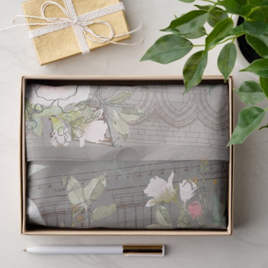 Decoupage tissuepapier gothic bloemontwerp (Geschenk)