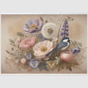 Decoupage tissuepapier Pioen Bloemen Vogel Ontwerp