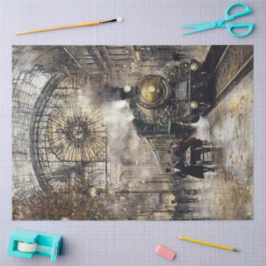 Decoupage treinstation Parijs Frankrijk Tissuepapier (Craft)