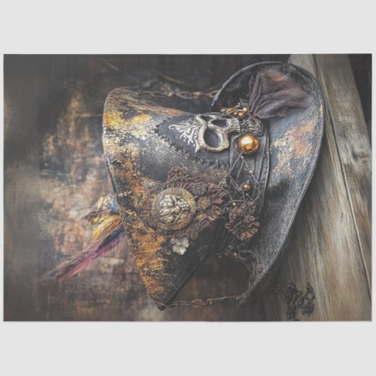 Decoupage Tricorn Rustic Pirate Pet Feather Tissuepapier (Voorkant)