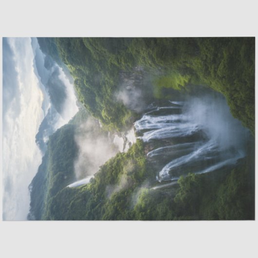 Decoupage Tropische Misty Waterval Zuid-Amerika Tissuepapier (Voorkant)