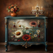 Decoupage Tuin met Madeliefjes in de Schemering