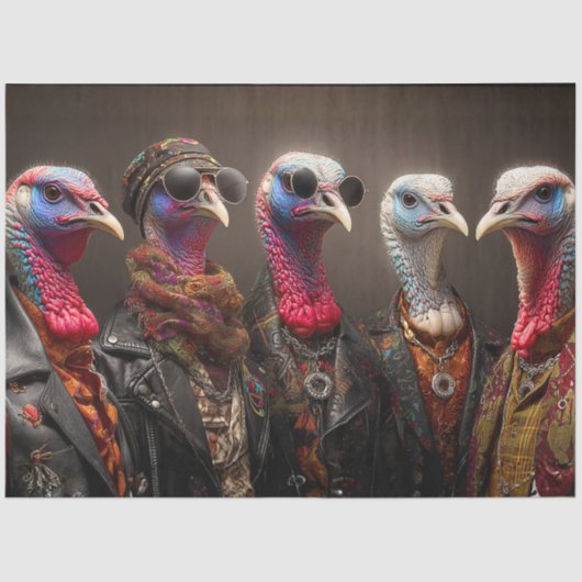 Decoupage Turkey Strut Fur Feather Funk Band Tissuepapier (Voorkant)