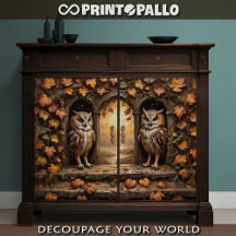 Decoupage - Twee uilen die de herfst tegemoet kijk