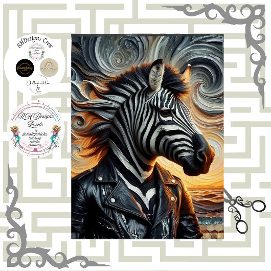 Decoupage Urban Zebra Rebel Art Tissuepapier