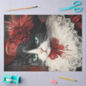 Decoupage  Valentijn Cat Rood Zwart Tissuepapier (Craft)