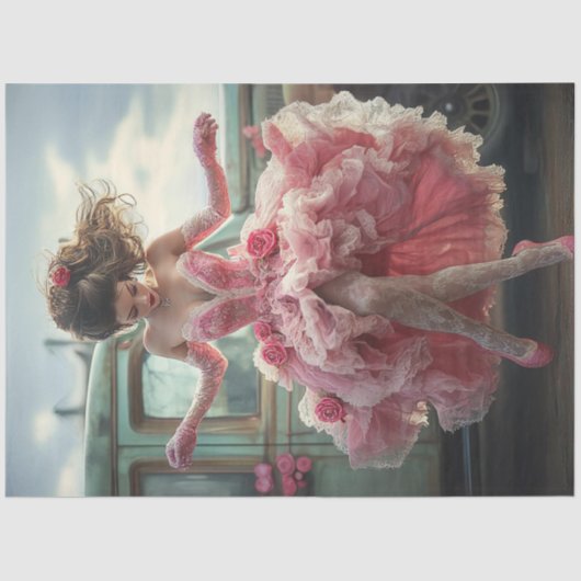 Decoupage Valentijnsdag Lady Dancing Truck Tissuepapier (Voorkant)