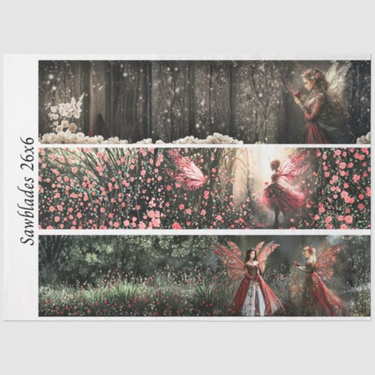 Decoupage Valentine Fairy Signs & Handsaws  Tissuepapier (Voorkant)