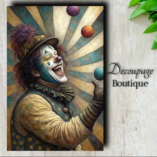 Decoupage van de circusclown tissuepapier