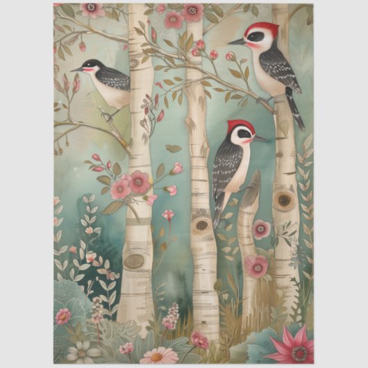 Decoupage van de grote bosspecht tissuepapier (Voorkant)