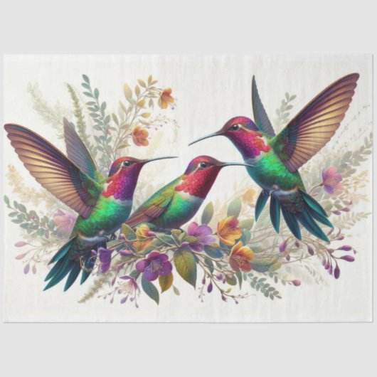 Decoupage van de Hummingbird Floral Fauna Tissuepapier (Voorkant)