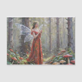 Decoupage van de paddenstoelenfee tissuepapier