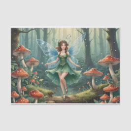 Decoupage van de paddenstoelenfee tissuepapier