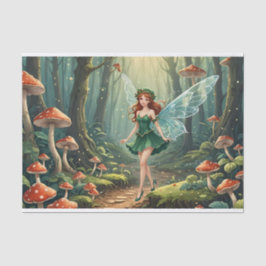 Decoupage van de paddenstoelenfee tissuepapier