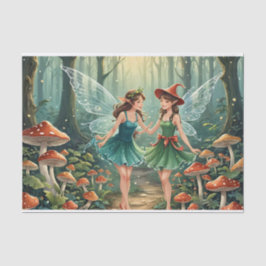 Decoupage van de paddenstoelenfee tissuepapier