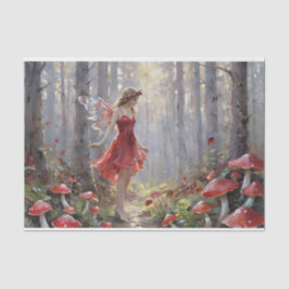 Decoupage van de paddenstoelenfee tissuepapier