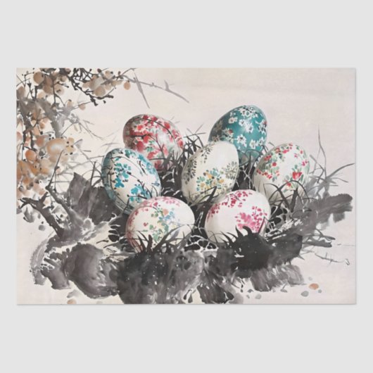 Decoupage van eierinkt tissuepapier (Voorkant)