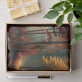 Decoupage van het herfstbos Glow River-landschap Tissuepapier (Geschenk)