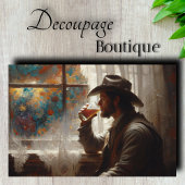 Decoupage van het venster van de cowboy whisky tissuepapier