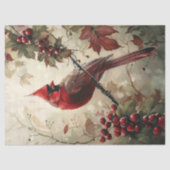 Decoupage van kardinaal en rode bessen tissuepapier (Voorkant)