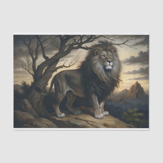 Decoupage van leeuwenmeubilair tissuepapier (Voorkant)