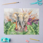 Decoupage van tropisch bloemig Oerwoud olifant Tissuepapier (Craft)