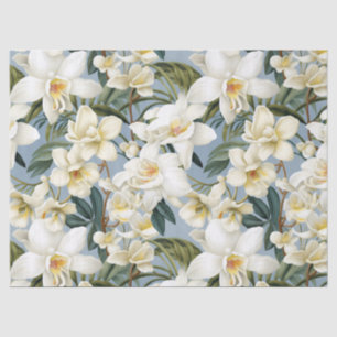 Decoupage van witte orchideeën tissuepapier