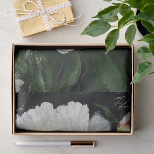 Decoupage van witte pioenroos tissuepapier (Geschenk)