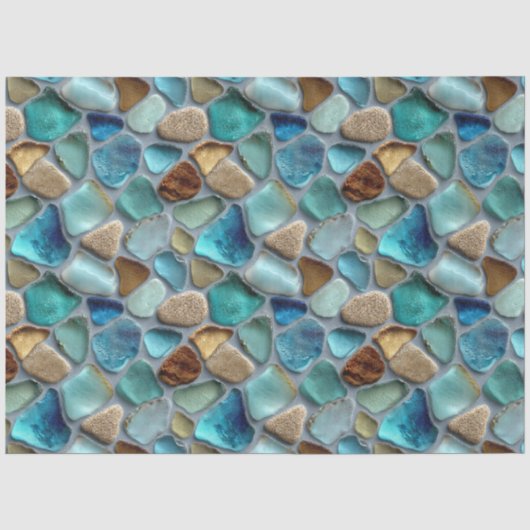 Decoupage van zeeglaspatroon tissuepapier (Voorkant)