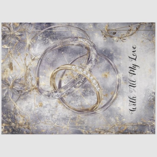 Decoupage Verstrengelde Ringen Sla de Datum op Tissuepapier (Voorkant)