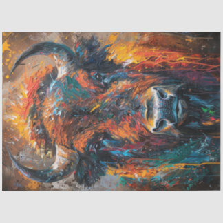 Decoupage Vibrant Bison Abstract schilderij Tissuepapier