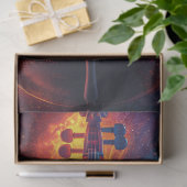 Decoupage Vibrant Fire Viool Tissuepapier (Geschenk)