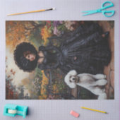 Decoupage Victoriaans dame in zwarte jurk en poede Tissuepapier (Craft)