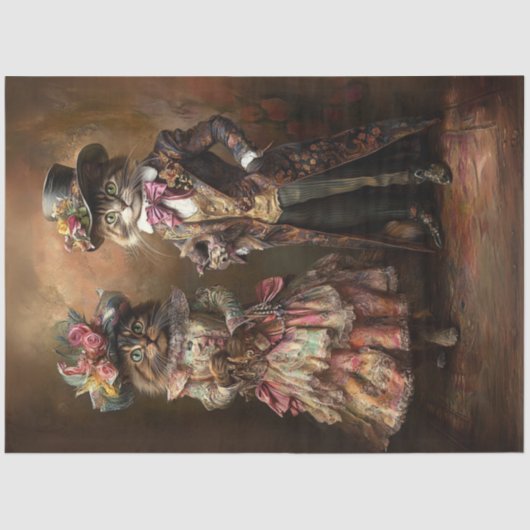 Decoupage Victoriaans-era Dressed Cats Tissuepapier (Voorkant)