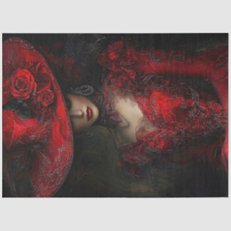 Decoupage Victoriaans uitgebreide rode jurk brede  Tissuepapier