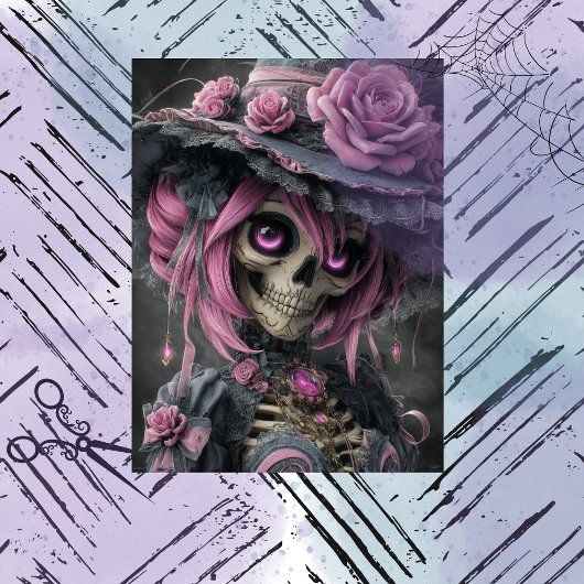Decoupage Victorian Gothic Skeleton Tissuepapier