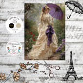 Decoupage Victorian Woman Romantic Scene Parasol Tissuepapier