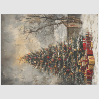 Decoupage Vintage kerstboom Cadeaus Tissuepapier