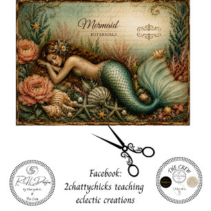 Decoupage Vintage Zeemeermin Botanicals Oceaan  Tissuepapier