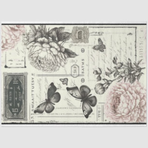  decoupage vlinder ivoor roze artiest tissuepapier