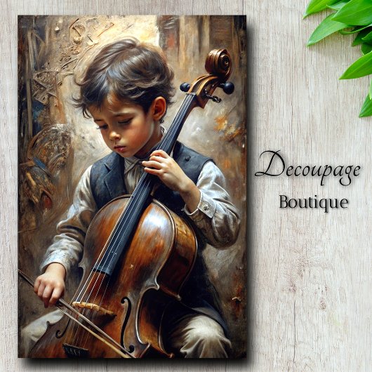 decoupage voor jonge cellist tissuepapier